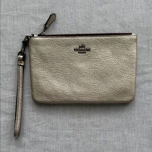 Coach Silvery Gold Textured Wristlet